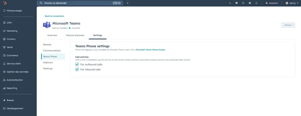 teams phone crm hubspot