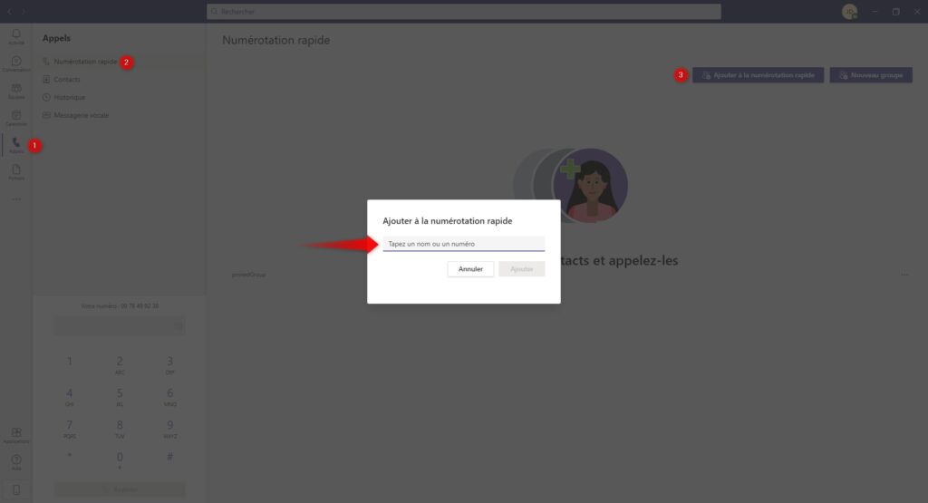 Ajouter un contact à la numérotation rapide de Teams
