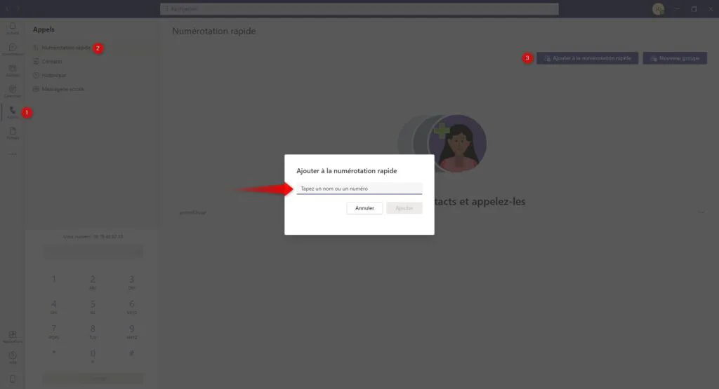Ajouter un contact à la numérotation rapide de Teams