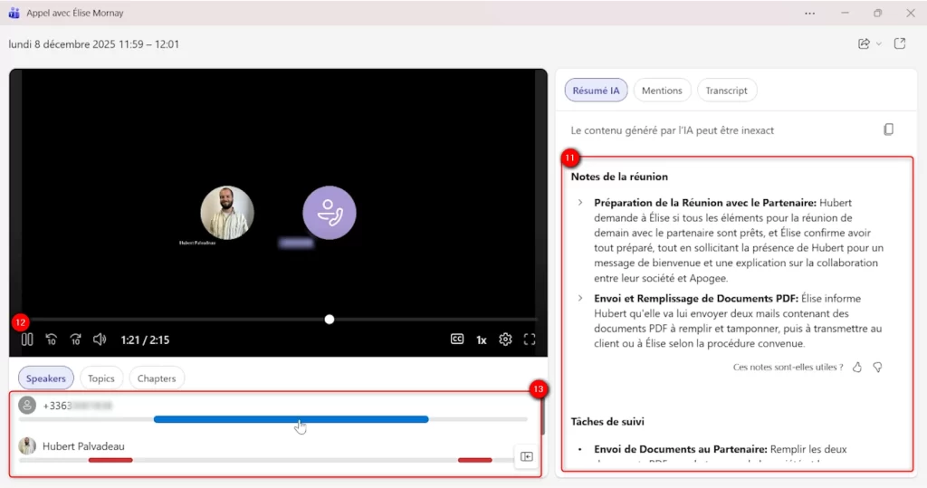 Afficher le résumé IA de votre appel Teams